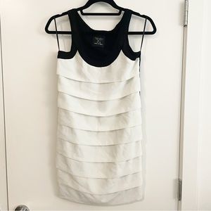 Zara Basic Tiered Sleeveless Shift Dress White Black Size S